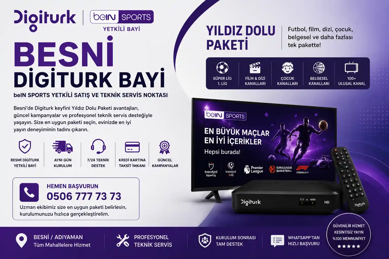 Besni Digiturk Bayi | beIN Sports Yetkili Satış ve Teknik Servis Noktası