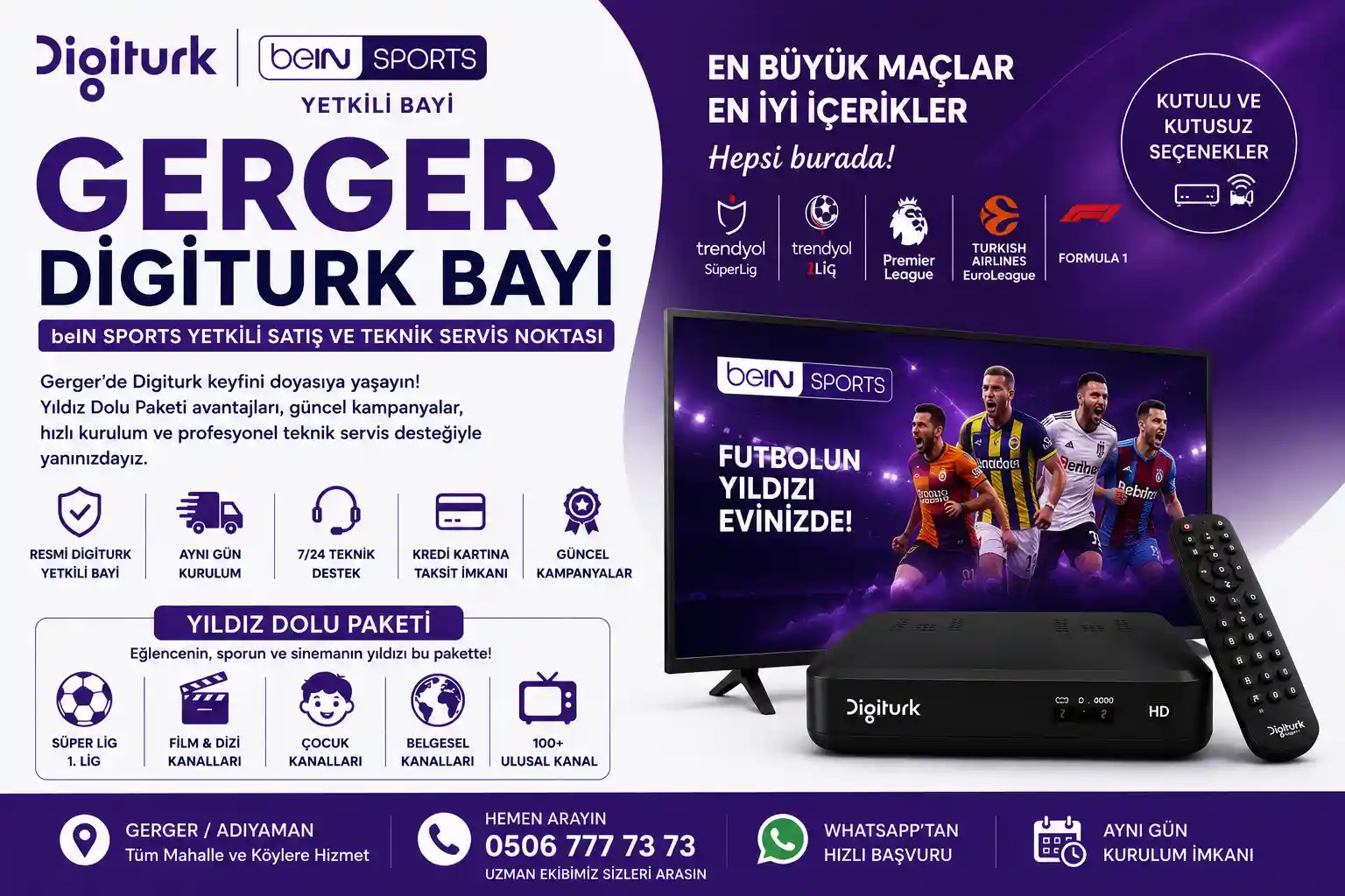 Gerger Digiturk Bayi | beIN Sports Yetkili Satış ve Teknik Servis Noktası